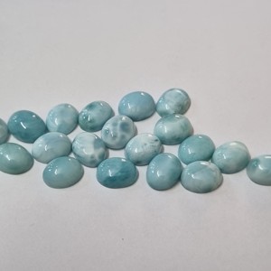 Larimar naturel, taille ovale, poli, 7x9 mm, cabochon, pierre précieuse en vrac |   Fournitures pour la fabrication de bijoux |   Fournisseur en gros - Product Image 3