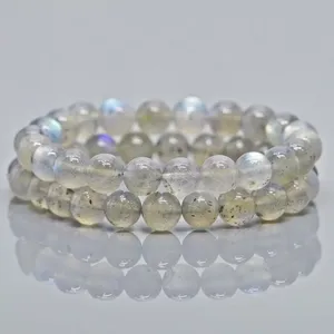 Natural Labradorite 8mm Smooth Round AA Grade Gemstone Beads <b>Stretch</b> <b>Bracelet</b> Healing Jewelry Wholesale - Product Image 2