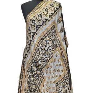 Mirror Work <b>Shawls</b> Traditional Scarves <b>Shawls</b> & Hijab Elegant Embroidered Fashion <b>Wrap</b> for Women <b>Wedding</b> Party Wear - Product Image 1