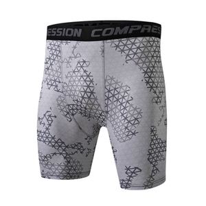 Shorts de sport gris à imprimé géométrique pour homme, séchage rapide, taille élastique, longueur mi-cuisse, en spandex et polyester, design tricoté - Product Image 1