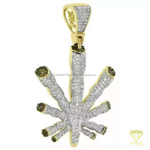 จี้รูปใบไม้ประดับมอสซาไนต์แบบเย็น สไตล์ฮิปฮอป เงินแท้ 925 สำหรับทุกเพศ ได้รับการรับรองจาก GIA - Product Image 3