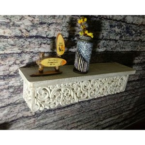 Consola de Pared Contemporánea de Madera de Mango Hecha a Mano con Grabado Decorativo y Acabado Blanqueado, Función de Almacenamiento para Sala de Estar - Venta al por Mayor - Product Image 3