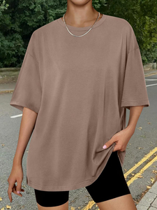 Camiseta de algodón grueso personalizada estilo streetwear, lisa, oversize, con hombros caídos, para hombre y mujer, de corte holgado. - Product Image 4