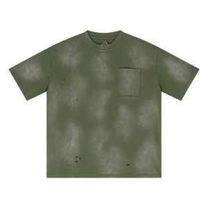 เสื้อยืดผู้ชาย 100% ผ้าฝ้าย ราคาถูก มีกระเป๋าหน้า แบบเรียบง่าย คอกลม - Product Image 4