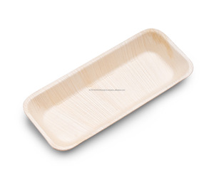 Plateau rectangulaire en céramique durable de 26x11 pouces, assiettes à vaisselle compostables jetables écologiques sans BPA de qualité alimentaire - Product Image 1