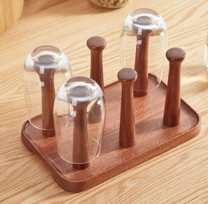 Porte-bouteilles et verres à vin en bois, accessoires de maison haut de gamme, meilleur ustensile de service pour le vin avec une capacité de 6 verres - Product Image 6