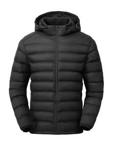 Veste matelassée à capuche, manches longues, fermeture éclair, chaude pour l'hiver, couleur unie, rembourrage en polyester, longueur normale - Product Image 1