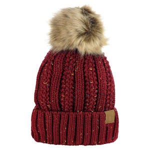Pink <b>Knitted</b> <b>Beanie</b> With Faux Fur Pom Pom Unisex Winter Hat Solid Color Handmade Warm Casual Adult Hat - Product Image 6