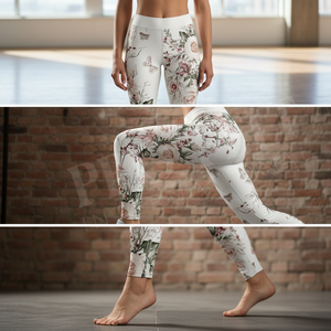 Leggings de Yoga de Alta Calidad con Estampado Floral de Mariposas Personalizado, Pantalones Deportivos Ajustados de Tela Suave y Elástica para Correr - Product Image 4