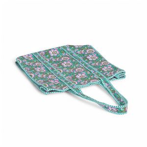 Sac fourre-tout matelassé en toile de coton à pois, avec anse longue, style bohème, pour la plage et les voyages, grande capacité, blanc et bleu - Product Image 4
