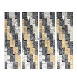 Revêtement mural en pierre naturelle sur mesure, carreaux de marbre blanc à face brisée pour façades architecturales et murs de jardin - Product Image 2