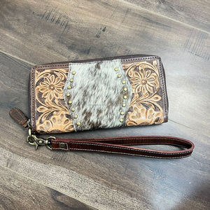 2025 personnalisé usiné à la main en cuir véritable pochette Vintage luxe couleur unie cheveux sur peau de vache boucle porte-cartes portefeuille 2025 - Product Image 4