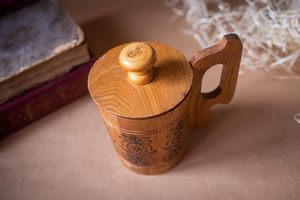 Taza Ecológica de Madera para Beber con Tapa, Hecha a Mano, Sostenible, con Grabado, para Jugos, Smoothies y Bebidas Frías, 21 - Product Image 2