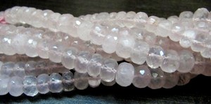 Collier de perles facettées en quartz rose naturel, 8 pouces de long - Product Image 2