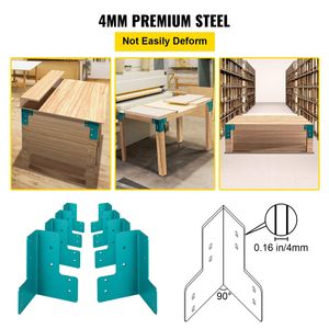 Kit di staffe ad angolo retto in acciaio da 5 mm di spessore per tavolo da officina - Kit di 8 staffe per banco da lavoro - Product Image 2