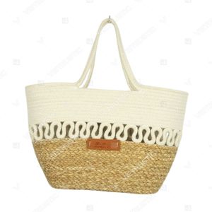 กระเป๋าโท้ทลายคลื่นตกแต่งด้วยเชือกฝ้ายและหญ้าทะเล SERPENTINE - Product Image 4