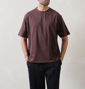 T-shirt décontracté pour homme, col rond, manches courtes, couleur unie, 100% coton, coupe classique, design à épaules tombantes - Product Image 2