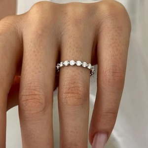 Shaped Lab Grown Diamond Eternity Band 18K White Gold 2.7mm <b>Dainty</b> Stackable Diamond <b>Ring</b> Women's Wedding Engagement Wholesale - Product Image 5