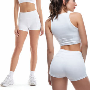 Shorts de yoga taille haute Regal Three pour femme - Tissu à mémoire de forme 100 % polyester, compression liftante, vêtements de fitness - Product Image 1