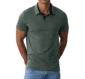 Men's Cotton for Shirts Short Sleeve Casual Summer Shirts <b>Classic</b> Collared Golf Shirt with Pocket Anti-Wrinkle 180g - Product Image 1