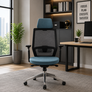 เก้าอี้สำนักงาน KINSHA ผ้าหุ้มแบบ Ergonomic ปรับระดับที่วางแขนและพนักพิงศีรษะได้ ดีไซน์หมุนได้ทันสมัย ปรับความสูงด้วยระบบไฟฟ้า โครงสร้างโลหะ - Product Image 1