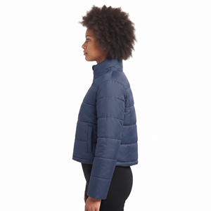 Vestes courtes en coton personnalisées pour femmes, à manches longues, amples, avec poches, fermeture éclair, style doudoune - Product Image 2