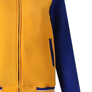เสื้อแจ็คเก็ต SGRho Royal & Gold Fleece Varsity - แขนเสื้อทำจากผ้าขนสัตว์สั่งทำพิเศษ สีน้ำเงินและสีทอง - เสื้อแจ็คเก็ต Letterman Bomber สไตล์กรีกสำหรับผู้ชาย - Product Image 4