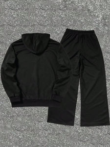 Conjuntos Deportivos Personalizados para Hombre, Dos Piezas, Rayas, 100% Algodón Peinado, Ecológicos, Pantalones Acampanados, Sudaderas con Capucha, Trajes Deportivos para Hombre - Product Image 2