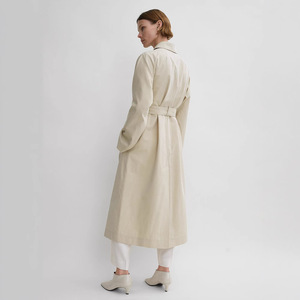 Gabardina Larga Negra para Mujer, con Cuello Mao, Estampada, Transpirable, con Forro de Poliéster, para Invierno - Product Image 6