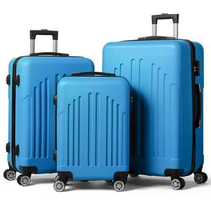 FCH Royal Blue Curved Vertical Stripe 3-in-1 Trolley Case Versatile Luggage Set - Product Image 1