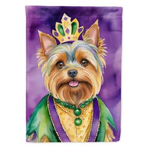 Yorkshire Terrier King Mardi Gras Bandera de jardín multicolor Buzón decorativo Patio Banner para camas de flores y obras de arte - Product Image 1