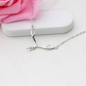 Collar con Colgante de Astas de Ciervo de Plata S925 para Mujer, Juego de Perlas de 7-15 mm, Cadena, Accesorios de Joyería DIY, Bandeja Semiterminada 367 - Product Image 3