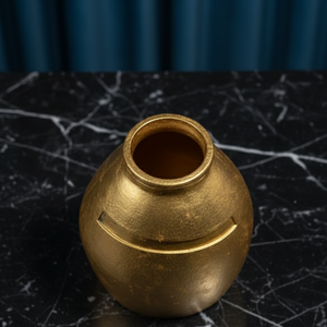 Luxury Gold Metal Flower Vase Elegant <b>Matte</b> Metallic Finish Handcrafted Decorative <b>Table</b> Centerpiece Single Unit Only - Product Image 3
