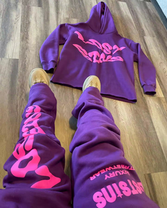 Conjunto Deportivo Personalizado con Logotipo para Hombre, Sudadera con Capucha y Pantalones Deportivos Anchos de Felpa Francesa con Estampado 3D - Product Image 3