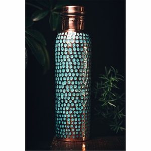 Handcrafted Pure Copper Water <b>Bottle</b> Set Floral Embossed <b>Vintage</b> Drinkware <b>Bottle</b> Tumbler Gift Box Handmade Copper Water <b>Bottle</b> - Product Image 2