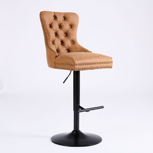 Set di mobili 2 sgabelli girevoli in PU retrò arancione 26-33 pollici regolabili altezza sedile comodi schienali a ciuffo per Home Pub - Product Image 4