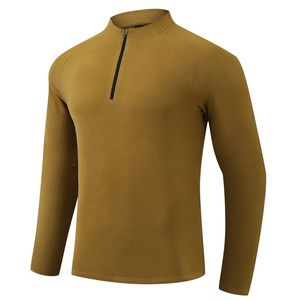 Camiseta Deportiva Personalizada OEM para Hombre con Cierre de Cremallera de un Cuarto |   Sudadera Deportiva Elástica de Manga Larga |   Ropa Deportiva para Golf, Gimnasio, Running y Fitness - Product Image 4
