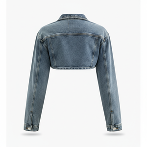 Women Denim Jacket Skinny Fit Solid Long Sleeve Quick Dry Custom OEM Wholesale - Product Image 2