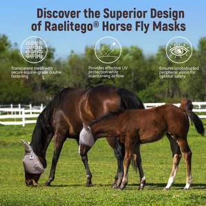Soft Stretchy Mesh Horse Fly Mask With <b>Ears</b> Breathable UV Protection Eye <b>Covers</b> Gray - Product Image 5