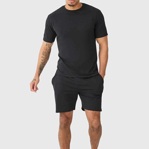 Men's White Cotton T-Shirt and <b>Shorts</b> Set Crew Neck Casual Summer Wear Knitted Solid Color Street Style Outfit - Product Image 4