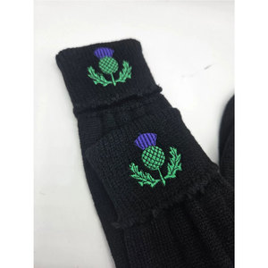 Top Selling Highland Scottish Traditional Thistle Design Black Kilt Hose Outfit <b>Socks</b> - Adult Size - Product Image 3