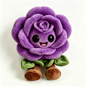 Peluche de rosa morada, lindo peluche de flor sonriente, muñeco de peluche floral antropomórfico kawaii, regalo único para el día de San Valentín - Product Image 2