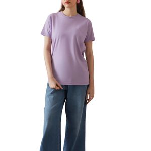 T-shirt personnalisé en coton biologique pour femme, vente en gros, haute qualité, manches courtes, vierge ou imprimé, décontracté et tendance - Product Image 1