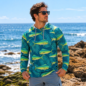 Camiseta de pesca de poliéster sublimable personalizada, sudadera con capucha de alto rendimiento para pesca, camiseta con capucha para equipos de pesca - Product Image 3