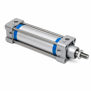Actuador Lineal de Automatización Industrial, Cilindro Neumático de Doble Acción Estándar, Cuerpo de Aleación de Acero, Acabado Anodizado, Franja Azul - Product Image 2