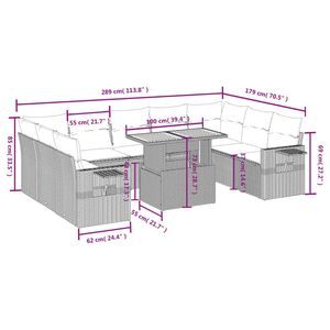 Ensemble de canapés de patio en polyrotin noir, 10 pièces, avec coussins, pour canapés de jardin - Product Image 3