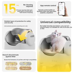 Bac à litière automatique intelligent pour chat, forme ovale, sans poussière, contrôle des odeurs, nettoyage facile, grande capacité 74L, matériau ABS+PP, application pour chats - Product Image 6