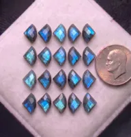 Pierre de Labradorite Naturelle de Forme Fantaisie, Multicolore, Fort Éclat Bleu, Pierre Libre 11x15mm 15x19mm pour Bagues et Pendentifs
