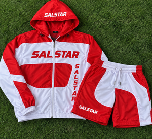 Ensemble de survêtement coupe-vent rouge et blanc personnalisé pour hommes, veste à capuche, short, vêtements de sport, vêtements d'équipe, costume athlétique par sublimation - Product Image 5