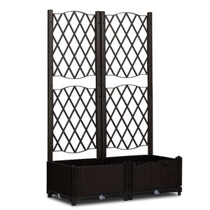 Free Standing Wicker Trellis Planter Box Outdoor Raised Garden Bed with Drainage Holes for Vine Climbing - Product Image 1